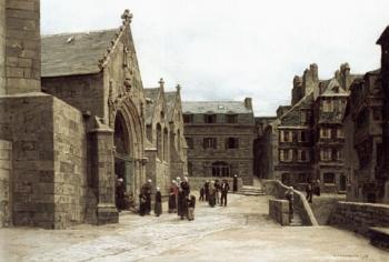 萊昂 奧古斯汀 萊爾米特 Leaving the Saint-Melaine Church in Morlaix 萊昂 奧古斯汀 萊爾米特 Leaving the Saint-Melaine Church in Morlaix